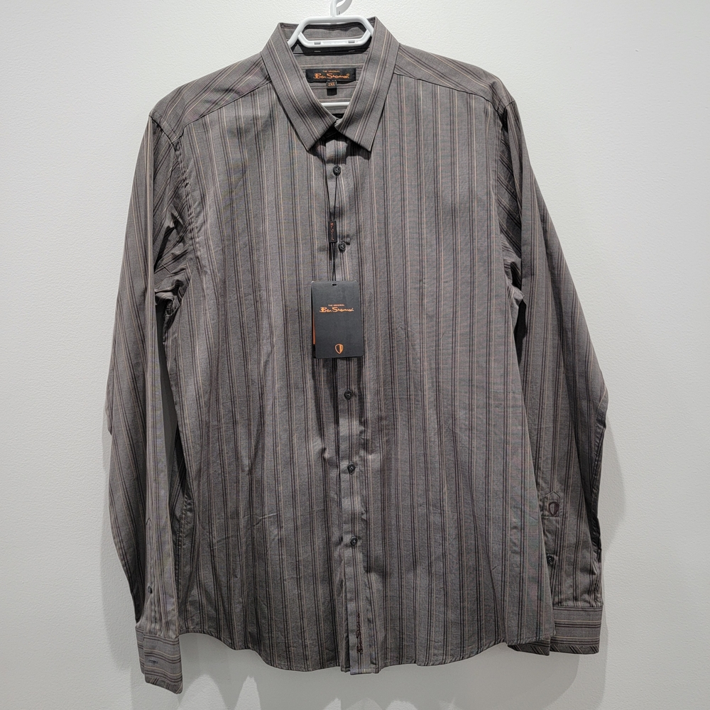 🆕️Ben Sherman Gray Striped Shirt Sz 2XL